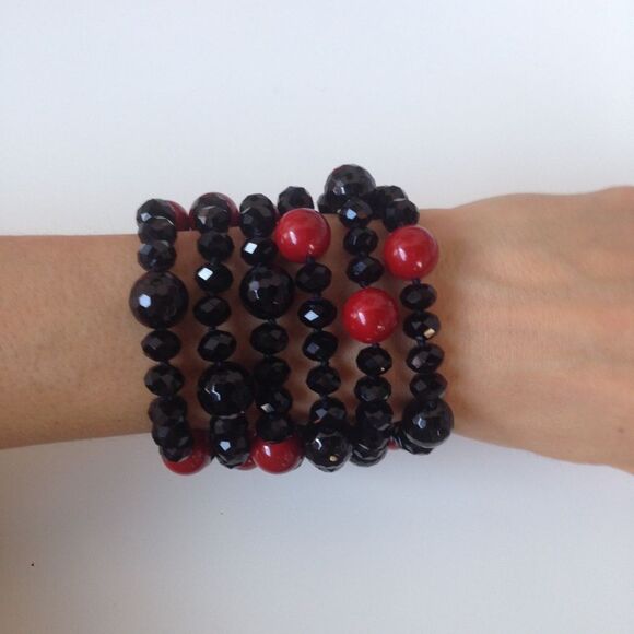 Black and Red multi strand bracelet - Picture 1 of 4